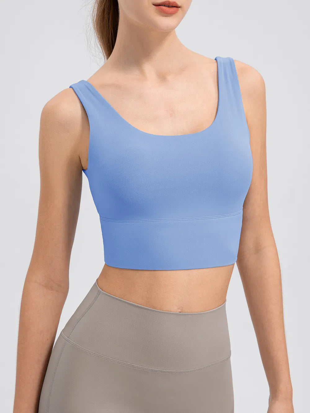 Scoop Neck Wide Strap Active Tank - Lilixa.store