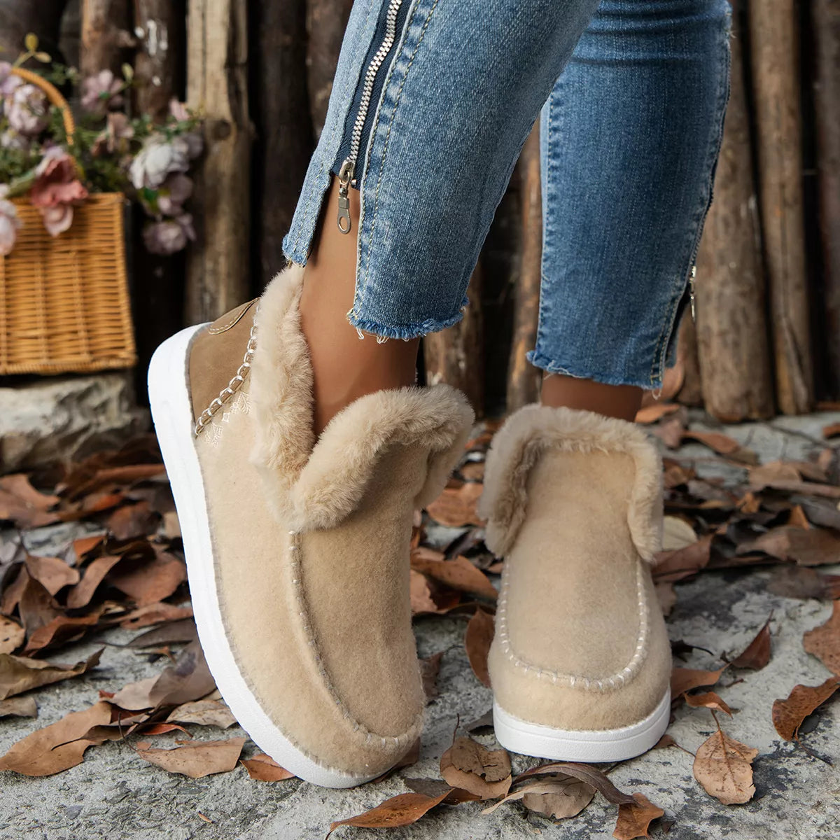 Round Toe Winter Ankle Boots - Lilixa.store