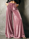 Full Size High-Waisted Wide-Leg Velvet Pants Plus Size - Lilixa.store