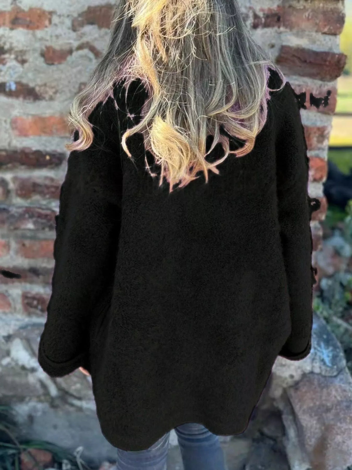 Open Front Long Sleeve Fluffy Jacket, view 3
