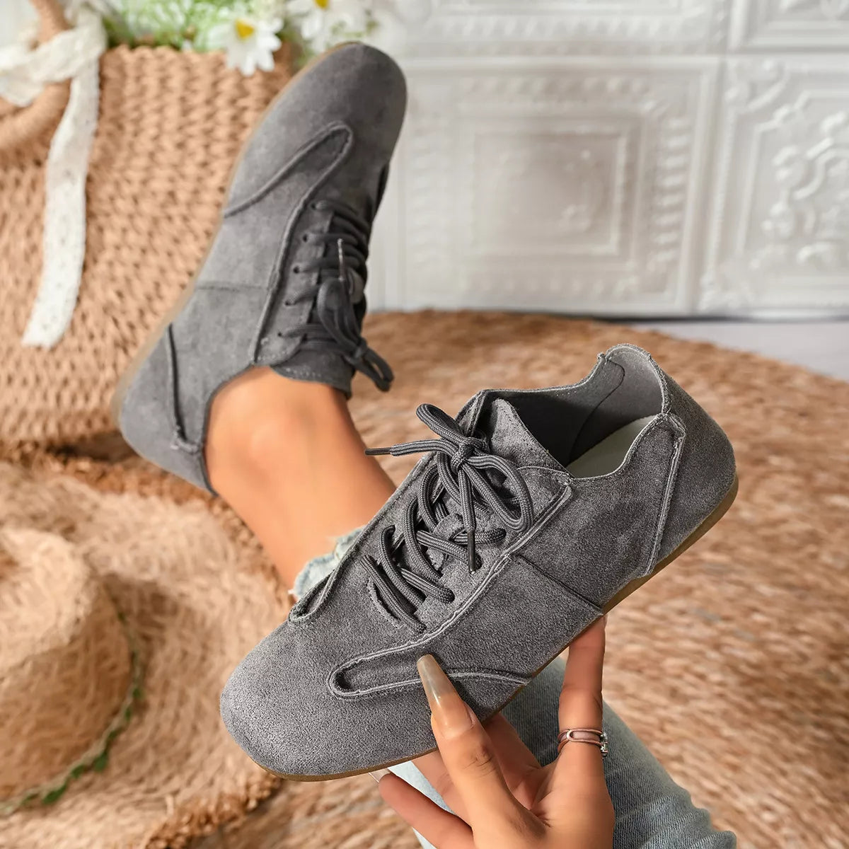 Lace Up Round Toe Sneakers - Lilixa.store