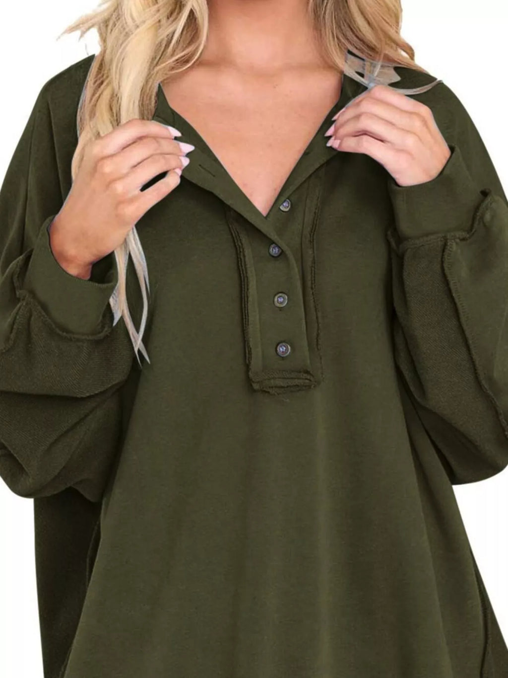 Half Snap Long Sleeve Sweatshirt - Lilixa.store