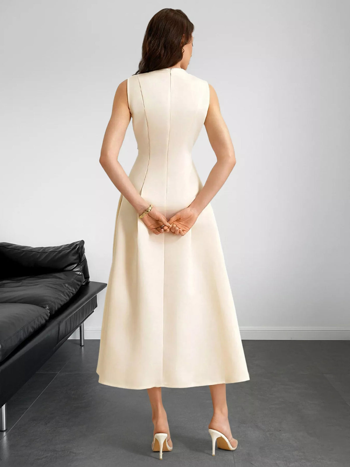 Sleeveless A-Line Midi Dress with Pockets - Lilixa.store