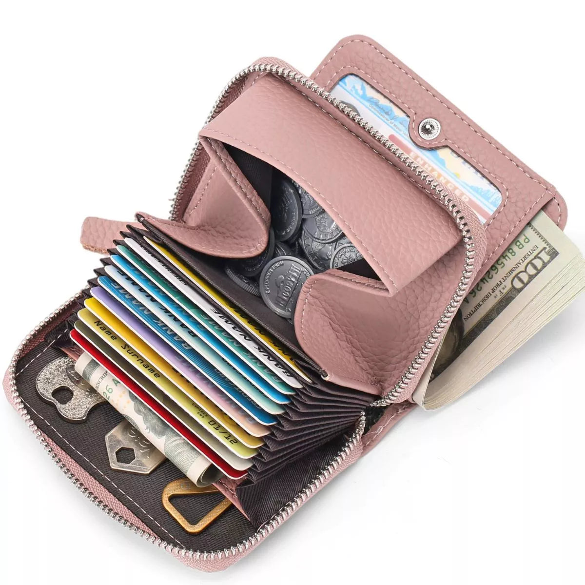 Zippered Leather Card Case - Lilixa.store