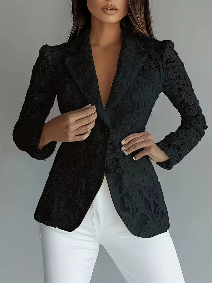 Lace Button Up Fitted Blazer - Lilixa.store