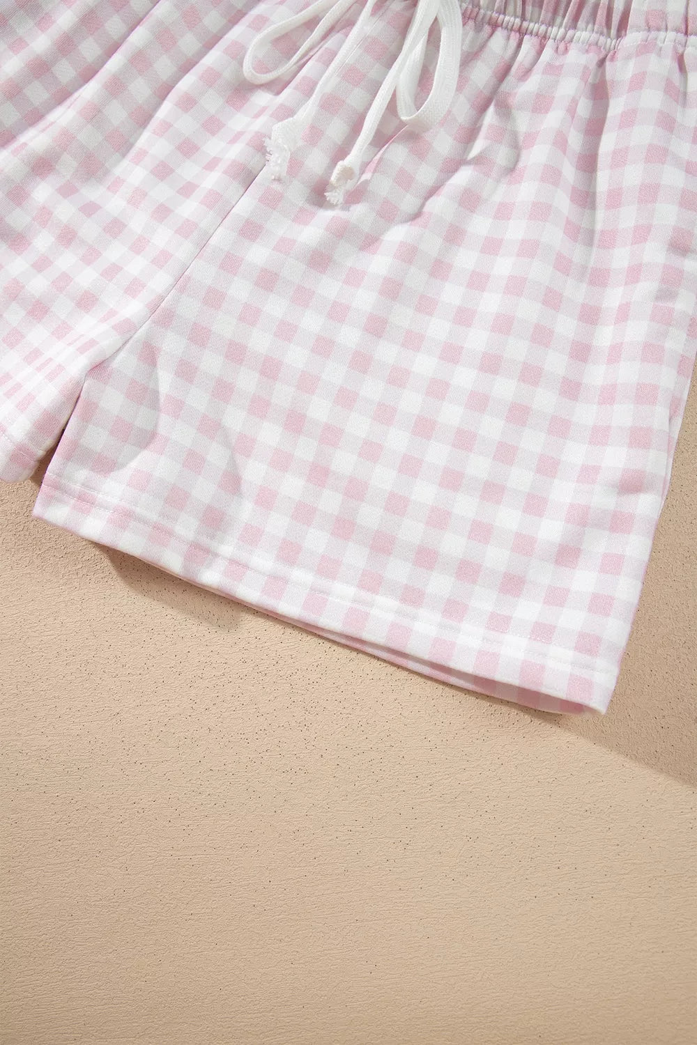 Gingham Long Sleeve Sweatshirt and Shorts Set - Lilixa.store