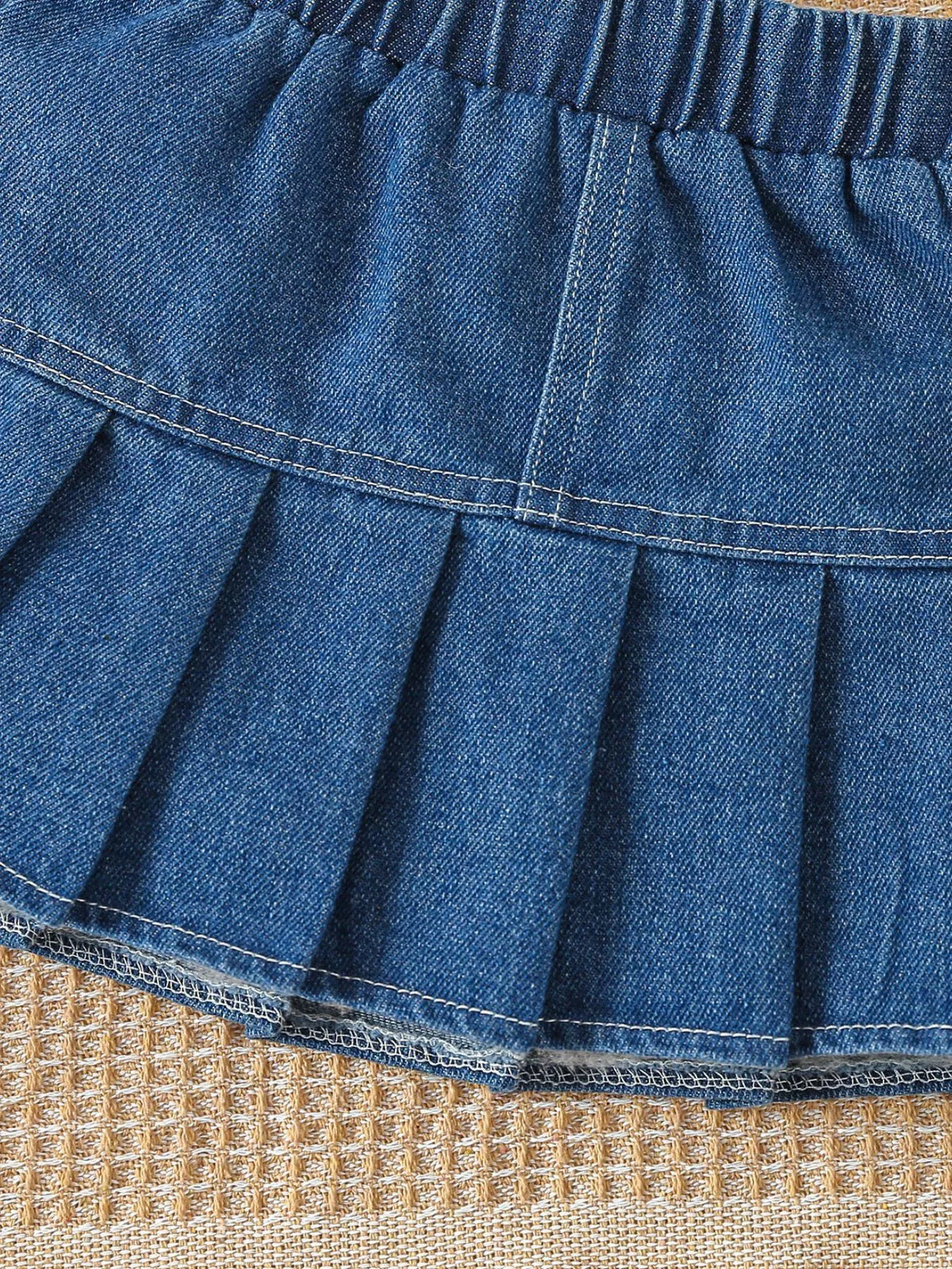 Children's Letter Long Sleeve Top and Denim Skirt Set with Heart Bag - Lilixa.store
