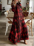 Argyle Print Button-Down Maxi Dress - Lilixa.store
