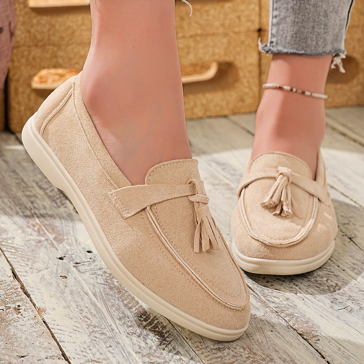 Tassel Round Toe Slip-Ons, view 6