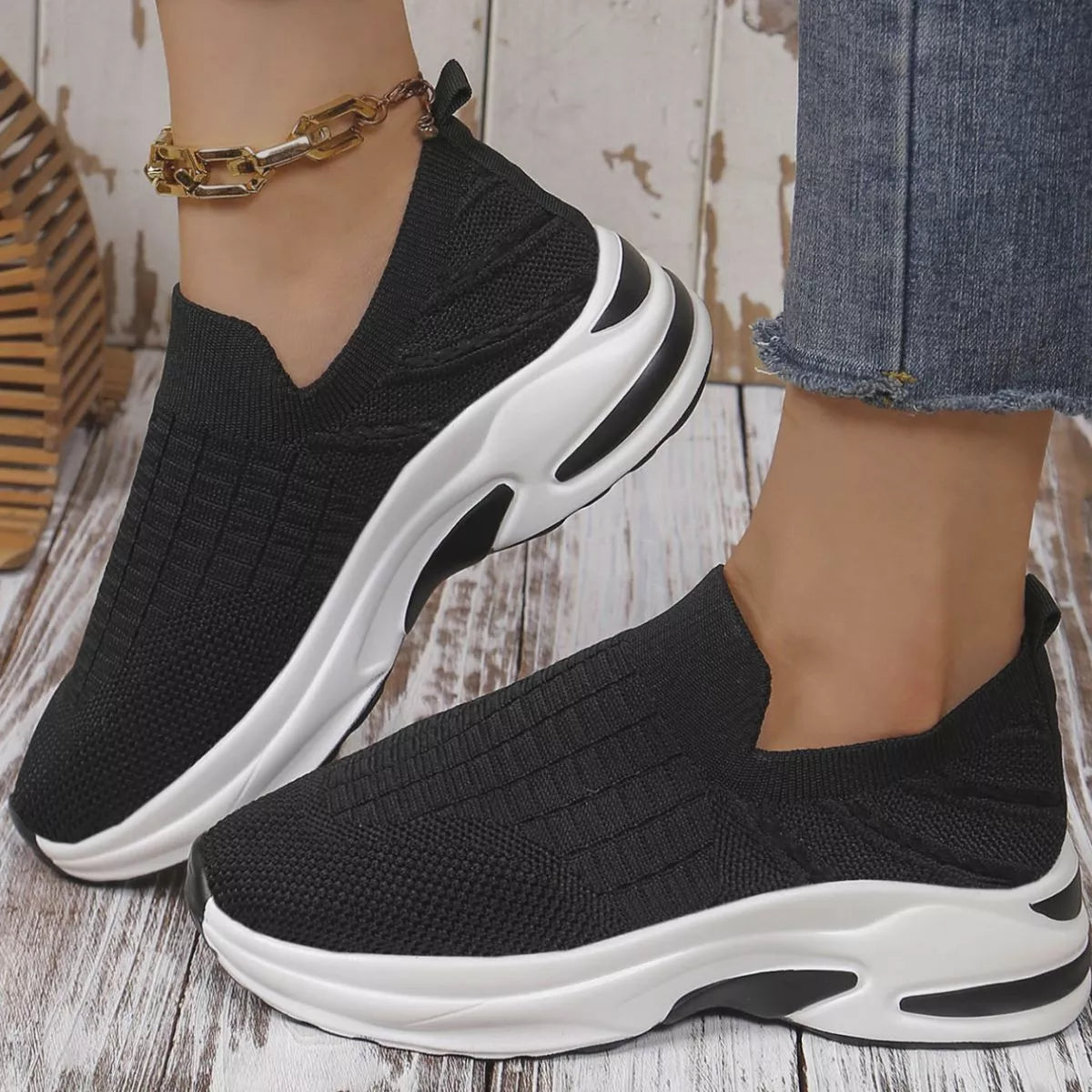 Round Toe Mesh Slip-Ons, view 3