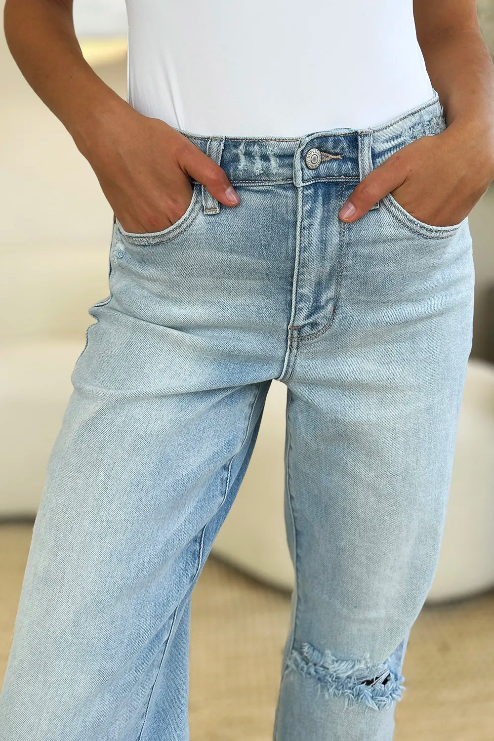 Judy Blue Full Size High Waist Distressed Straight Jeans - Lilixa.store