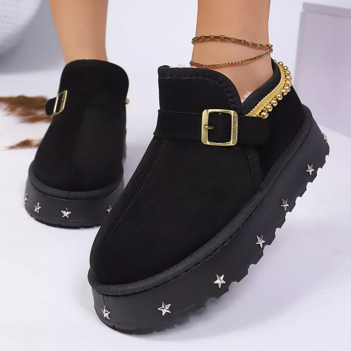 Platform Faux Fur Lined Ankle Boots - Lilixa.store
