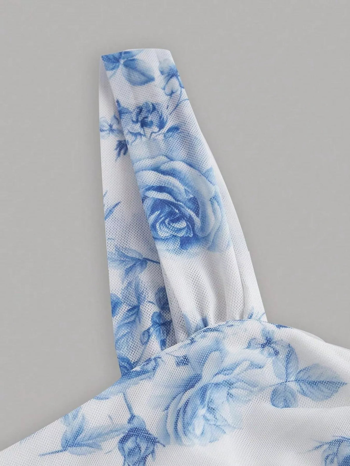 Floral Print Bodycon Midi Dress in Blue, view 3