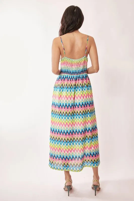 Davi & Dani Multi Color Crochet Lace Midi Dress - Lilixa.store