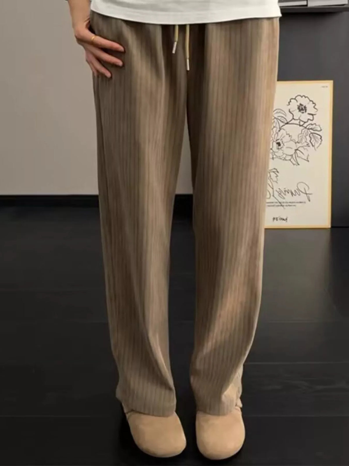 Men's Striped Wide-Leg Casual Pants