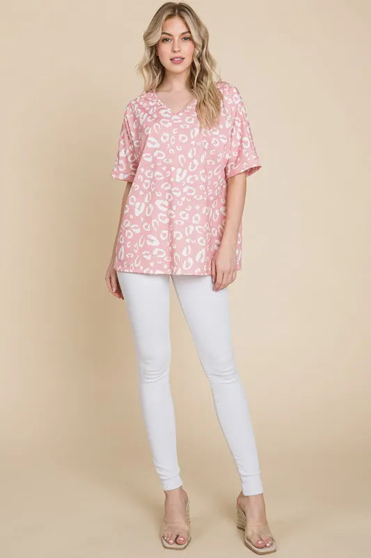 BOMBOM Loose Fit Animal Print Soft Knit Top - Lilixa.store