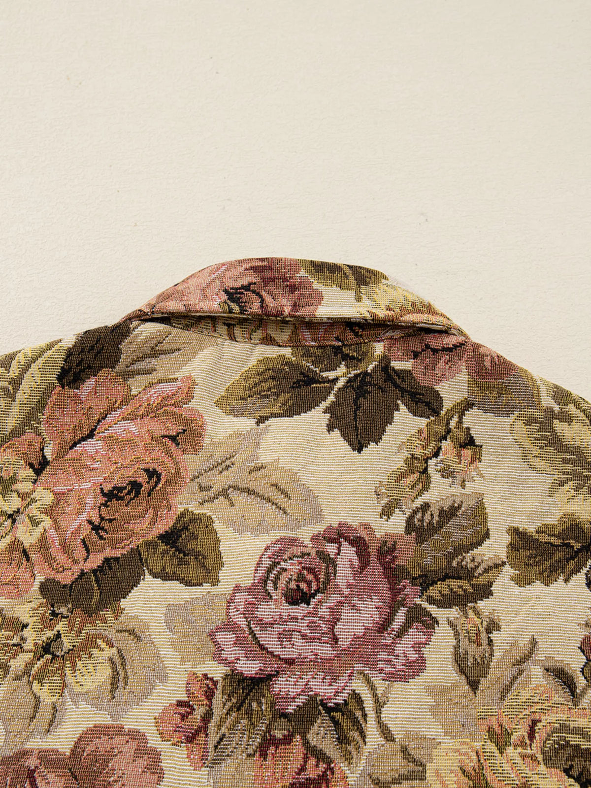 Floral Waffle Knit Patchwork Chest Pockets Buttoned Jacket in Tan, view 9