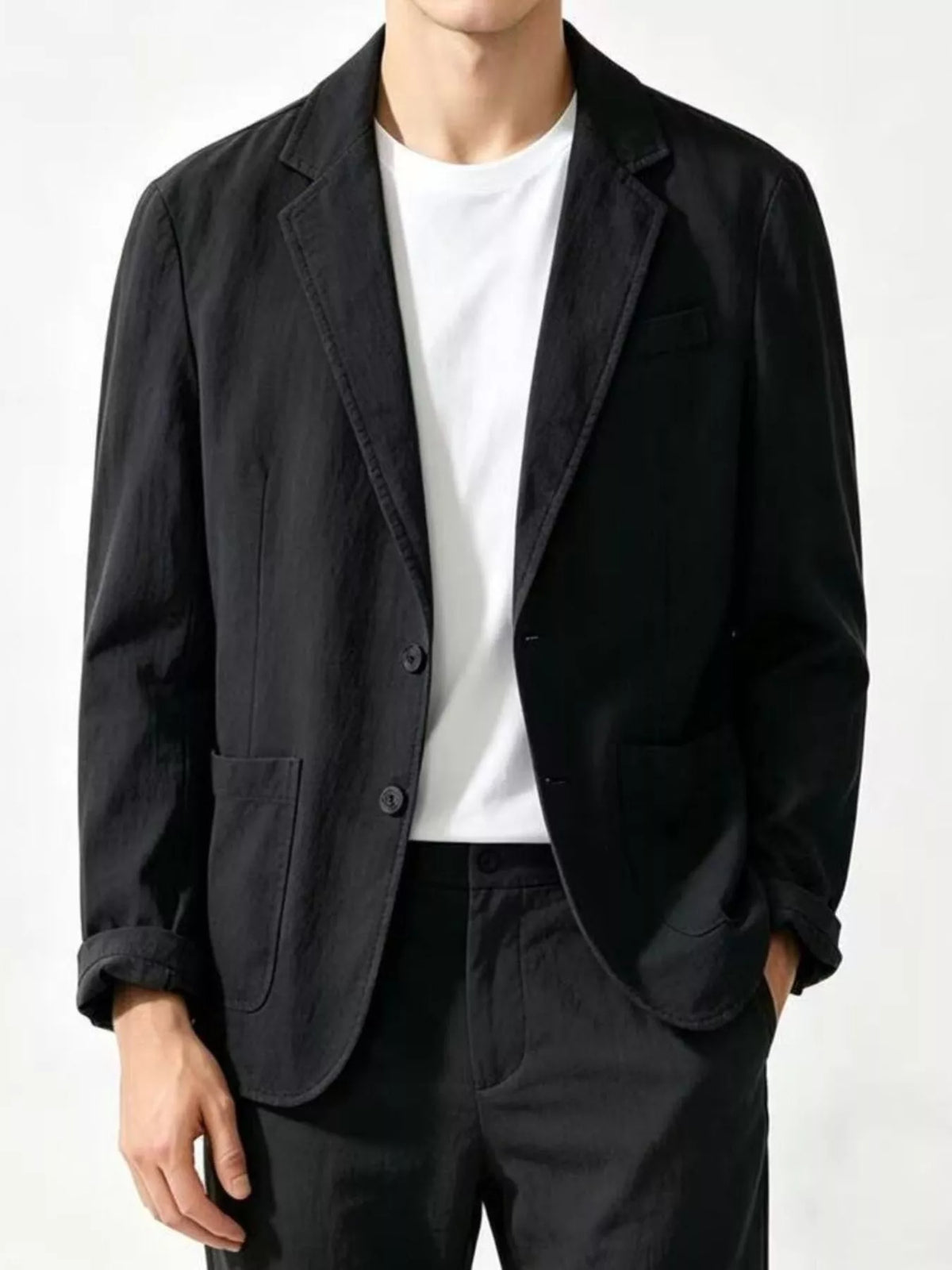 Men's Plus Size Button Up Long Sleeve Blazer - Lilixa.store