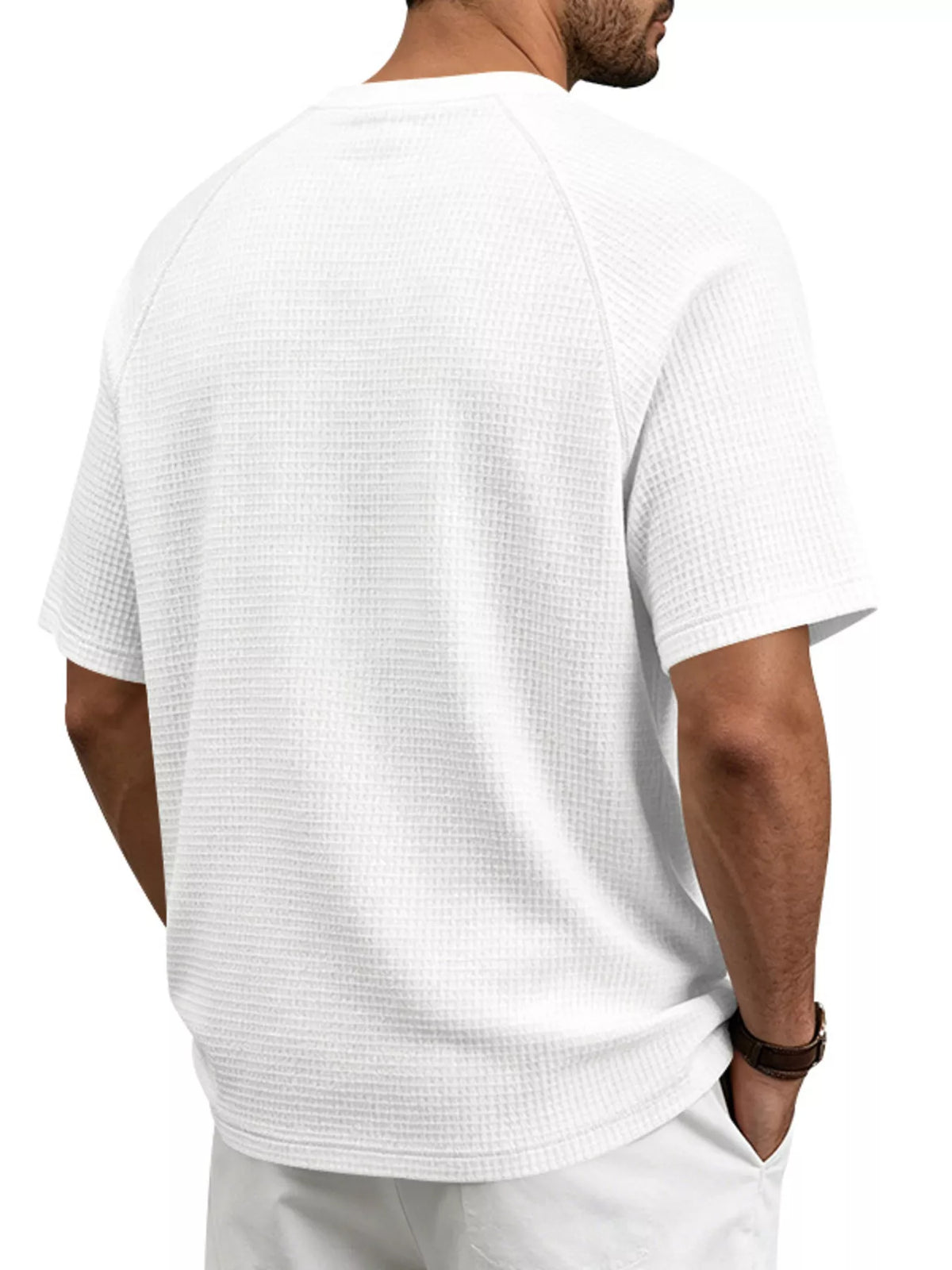 Men's Full Size Waffle Knit Raglan Short Sleeve T-Shirt Plus Size - Lilixa.store