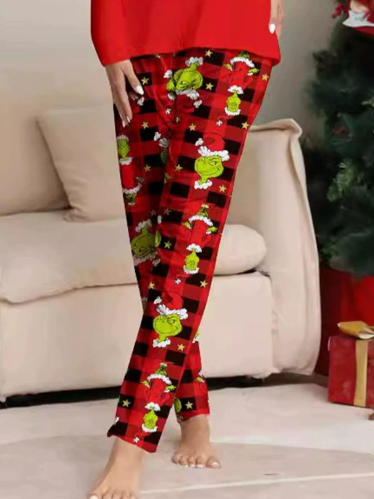 Full Size Grinch Themed Matching Family Christmas Pajama Set Plus Size