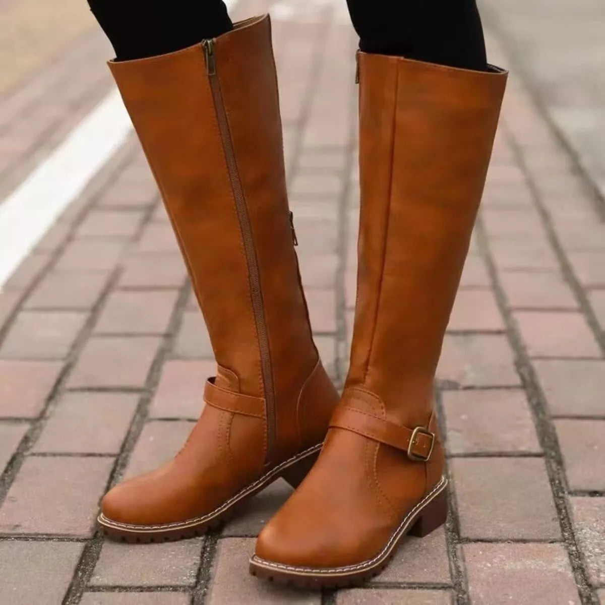 Round Toe Block Heels Boots, view 2