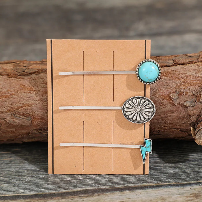 3 PCS/Set Artificial Turquoise Hair Pins - Lilixa.store