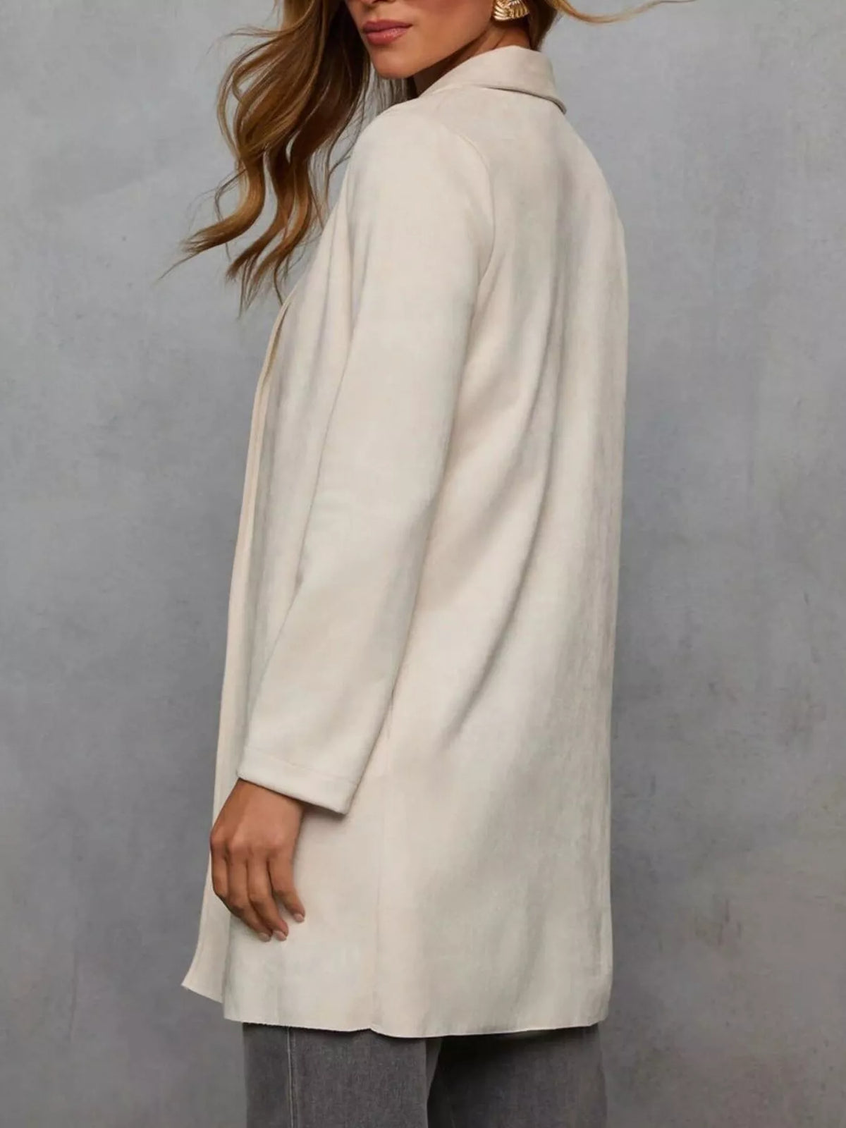 Full Size Open Front Longline Outerwear Plus Size, view 3