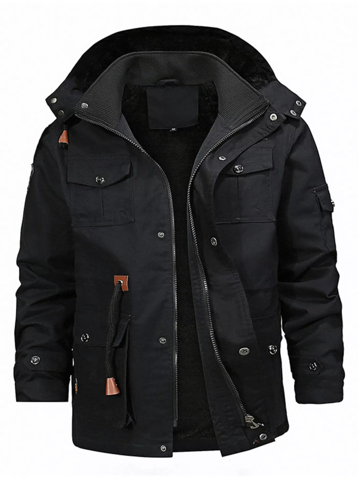 Men's Full Size Zip Up Fleece Lined Jacket Plus Size - Lilixa.store