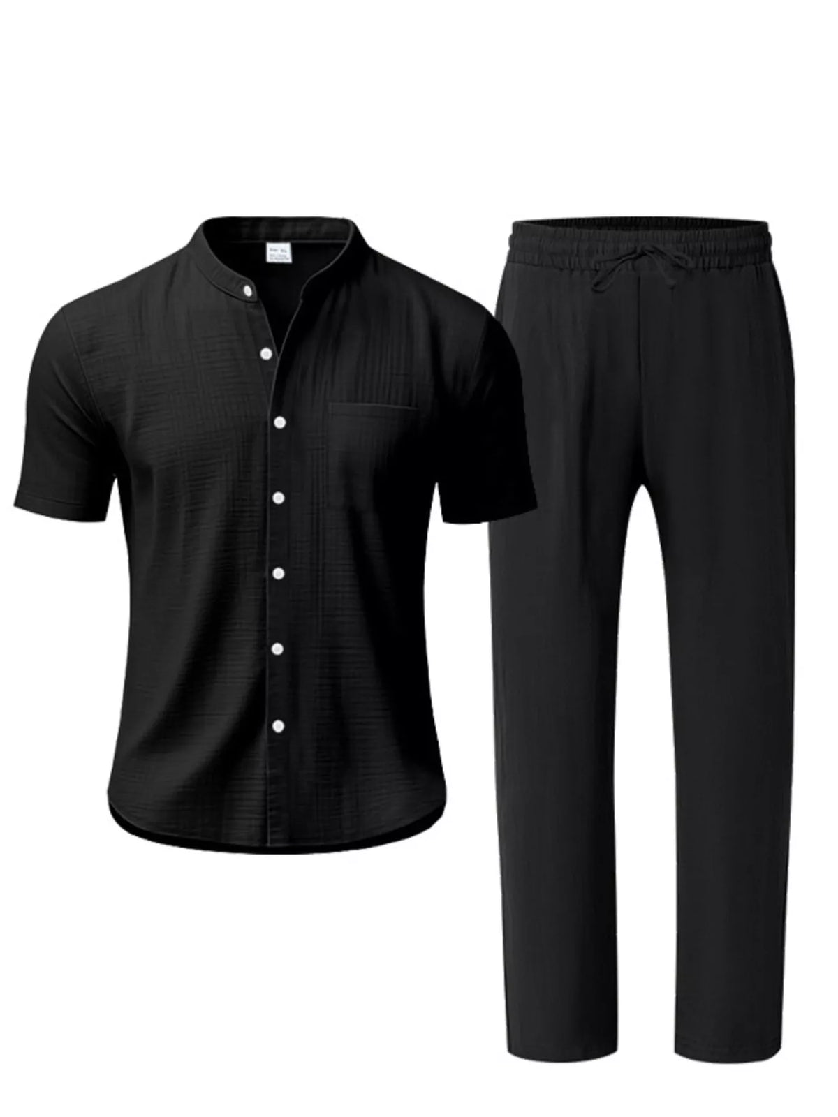 Men's Full Size Casual Button Up Short Sleeve Shirt and Pants Set Plus Size - Lilixa.store