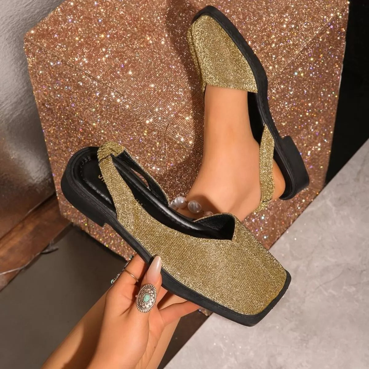 Square Toe Flats Sandals - Lilixa.store