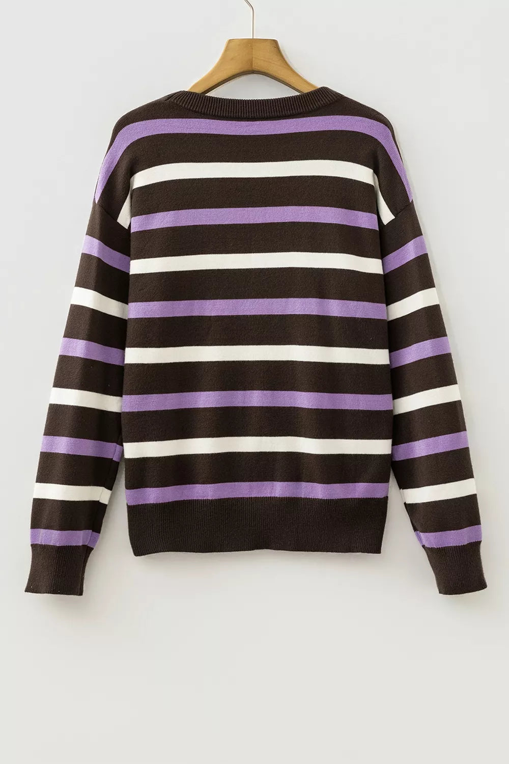 Stripe Embroidered Detail Drop Shoulder Sweater