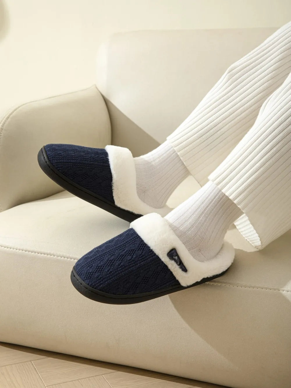 Horn Buckle Furry Texture Flat Slippers - Lilixa.store