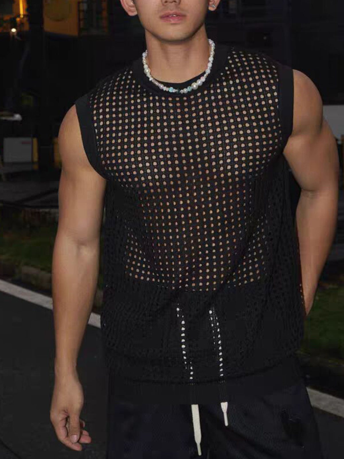 Men's Full Size Breathable Hollow-Out Tank Top Plus Size