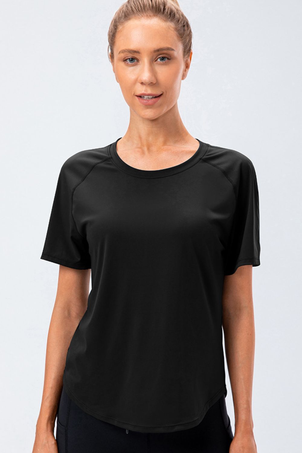 Round Neck Raglan Sleeve Active Tee - Lilixa.store