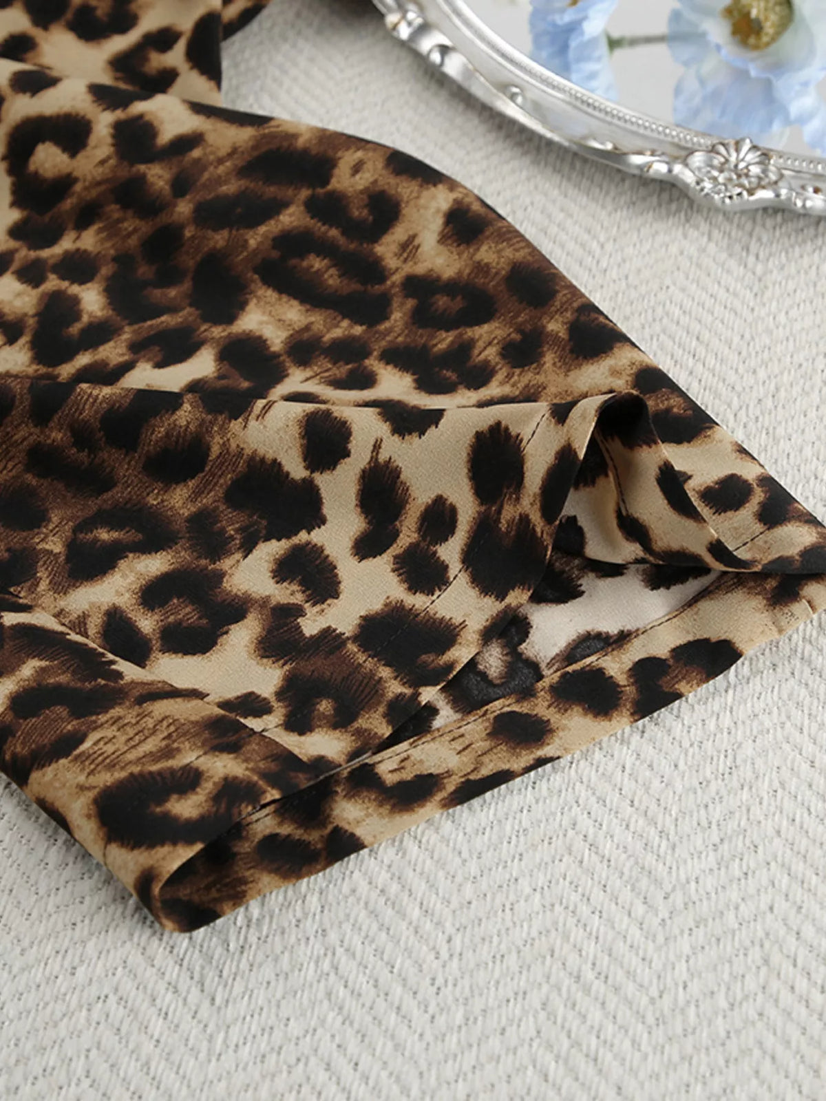 Leopard Cardigan and Wide Leg Pants Lounge Set - Lilixa.store
