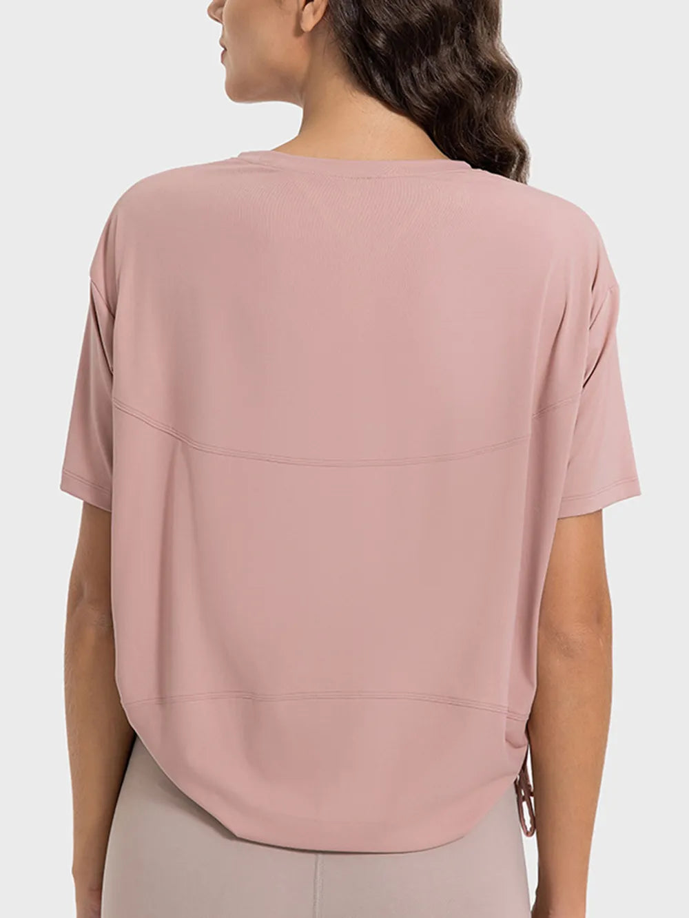 Millennia Drawstring Round Neck Short Sleeve Active T-Shirt - Lilixa.store