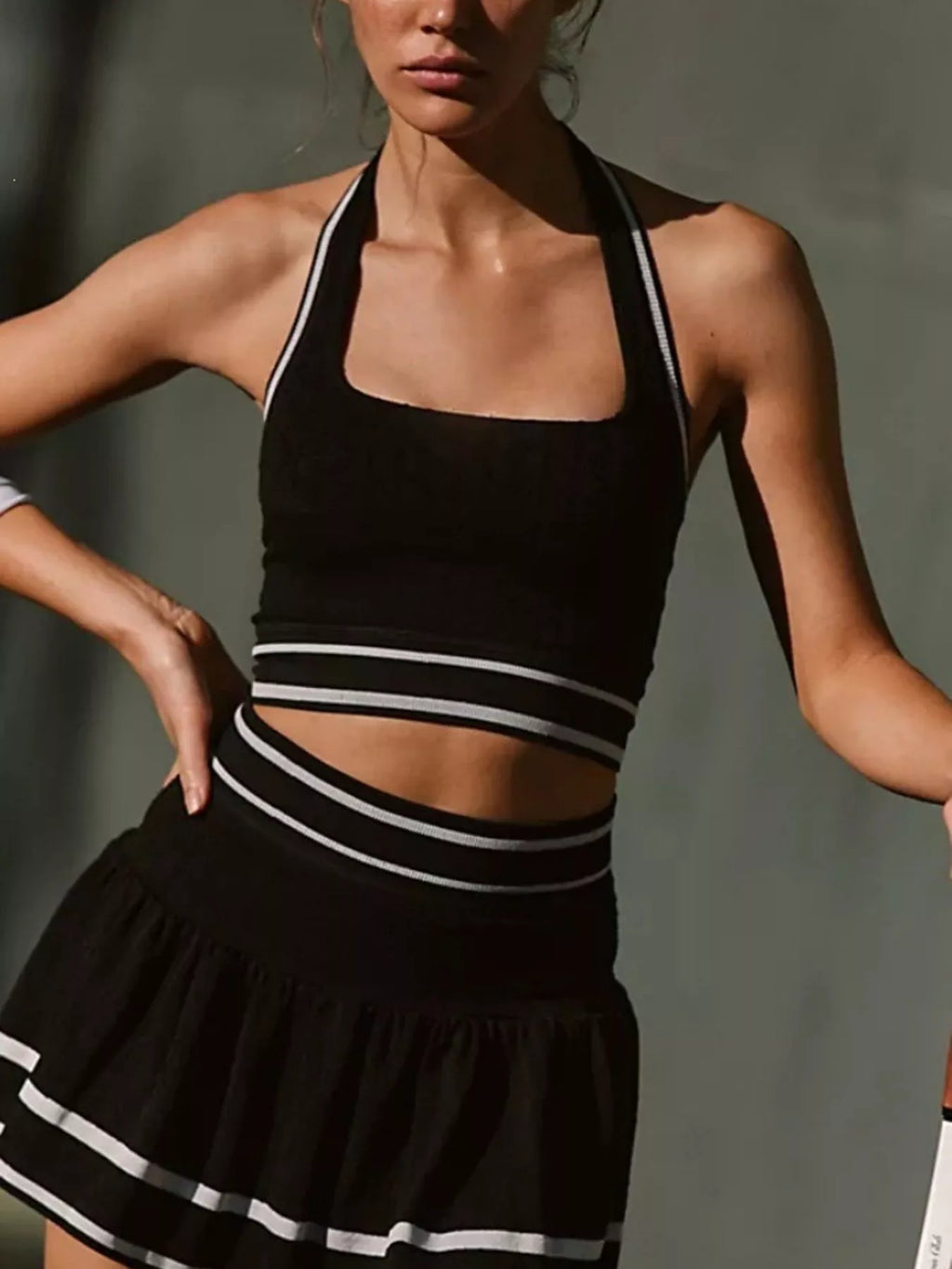 Halter Neck Tank and Skirt Tennis Active Set - Lilixa.store