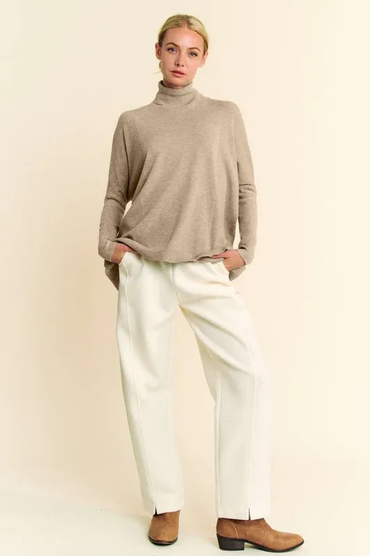 Davi & Dani Turtleneck Long Sleeve Knit Top - Lilixa.store