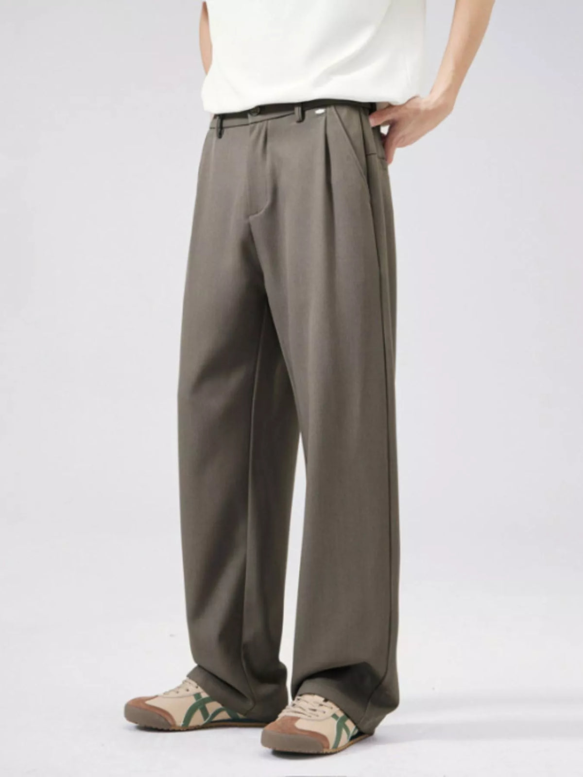 Men's Full Size Wide Leg Pants Plus Size in Brown