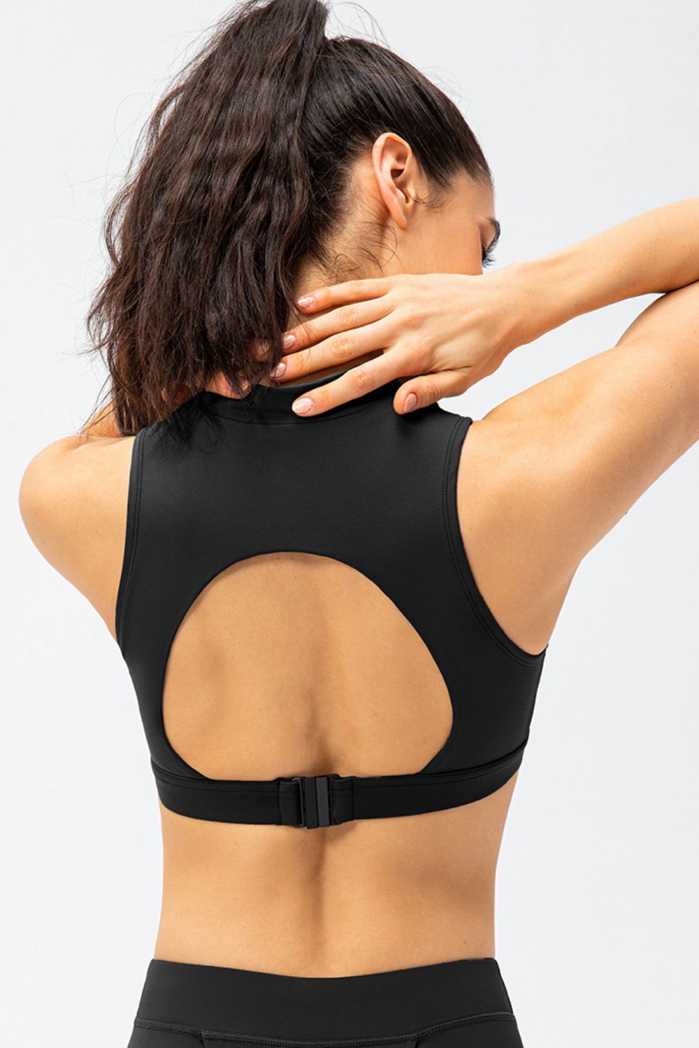 Full Size Cropped Cutout Back Zipper Front Active Tank Top - Lilixa.store