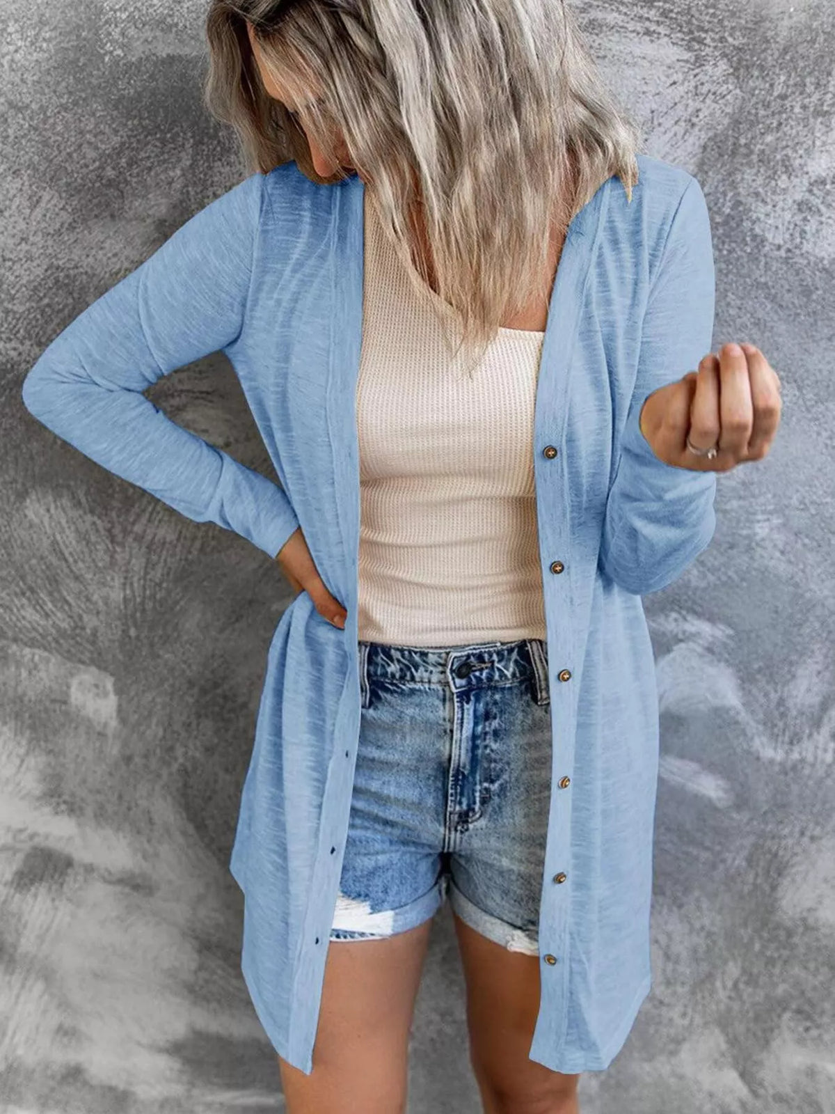 Full Size Lightweight Button-Up Cardigan Plus Size - Lilixa.store