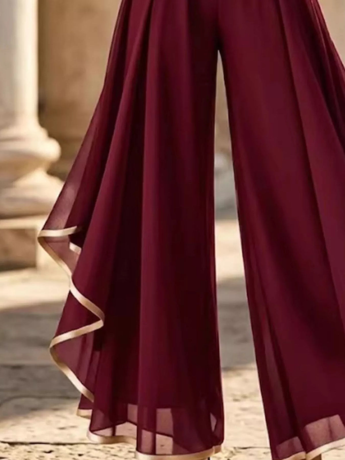 Full Size High-Waisted Chiffon Wide-Leg Pants Plus Size