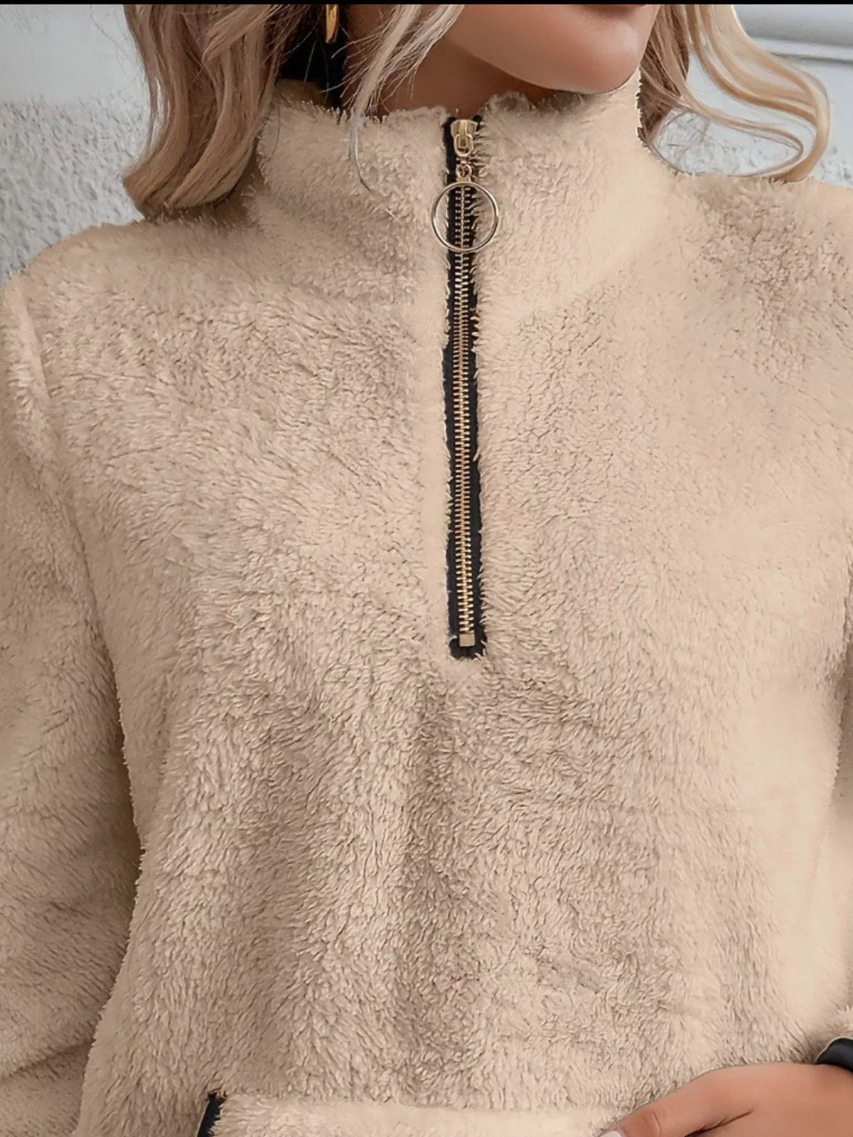 Full Size Cozy Fleece Quarter Zip Long Sleeve Sweatshirt Plus Size - Lilixa.store