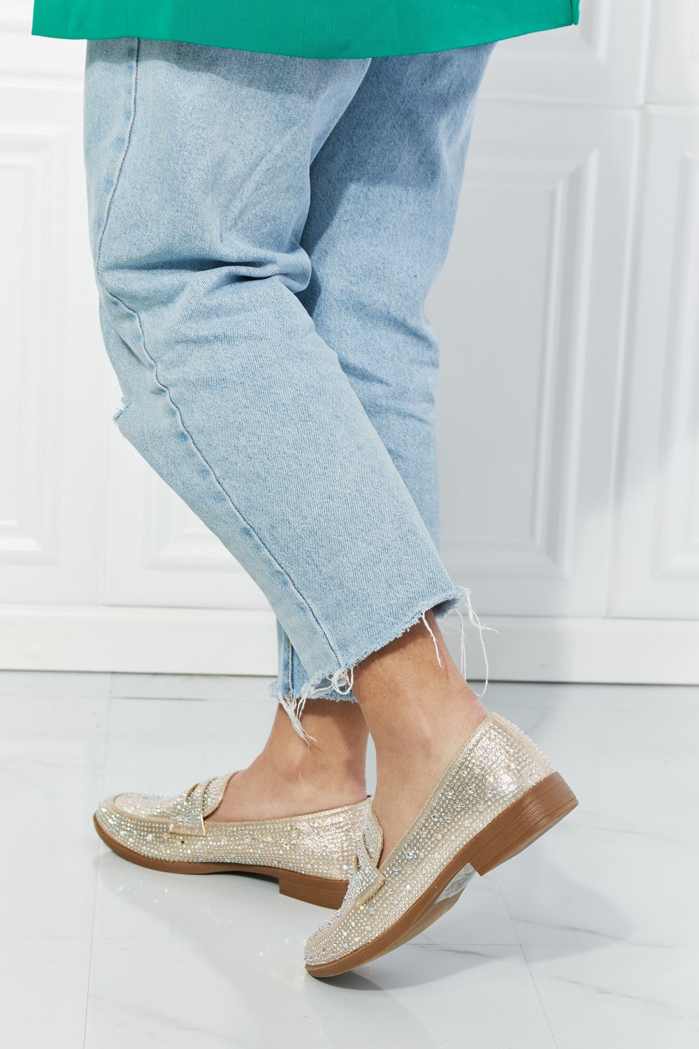 Forever Link Make It Shine Rhinestone Loafers in Champagne, view 2