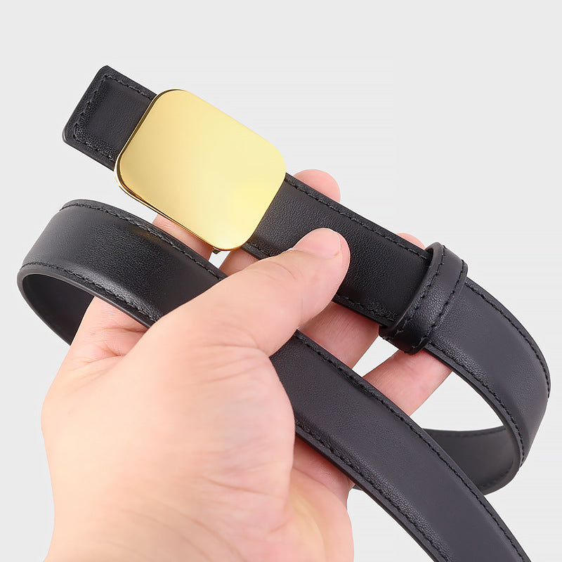 Leather Belt with Gold Buckle - Lilixa.store