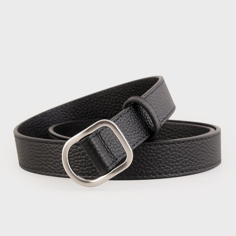 Leather Belt with Silver Buckle - Lilixa.store