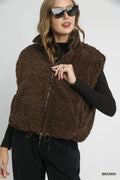 Umgee Sherpa-Lined Zip Vest with Drawstring Hem - Lilixa.store