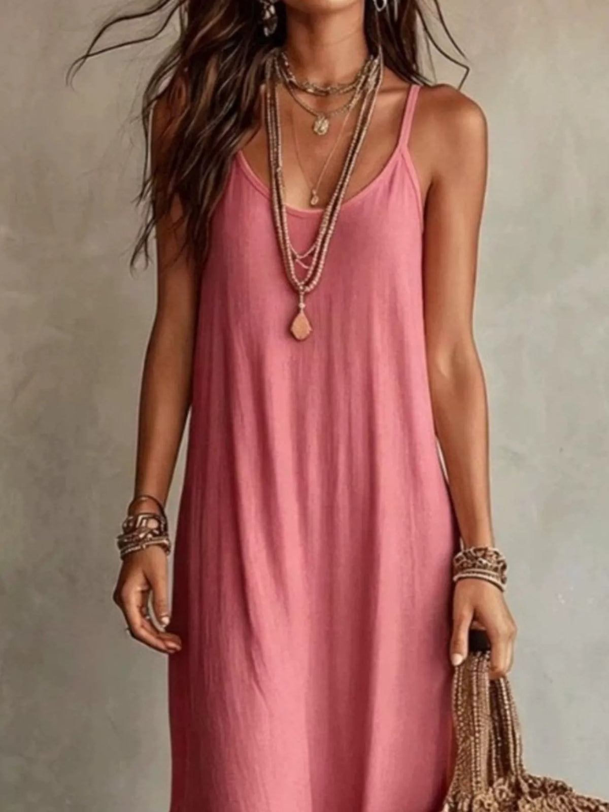 Full Size Scoop Neck Spaghetti Strap Maxi Dress Plus Size - Lilixa.store