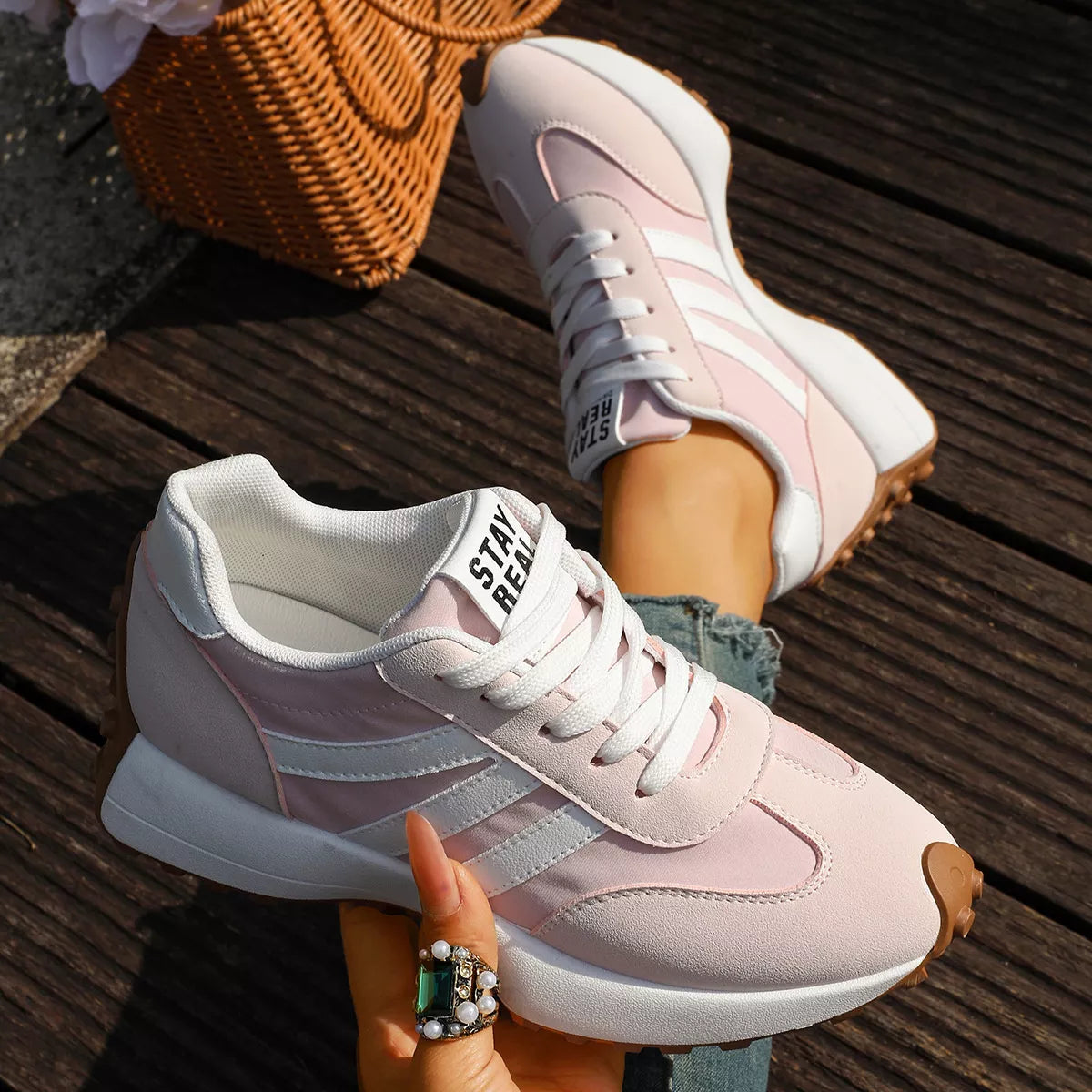 Round Toe Lace Up Sneakers - Lilixa.store