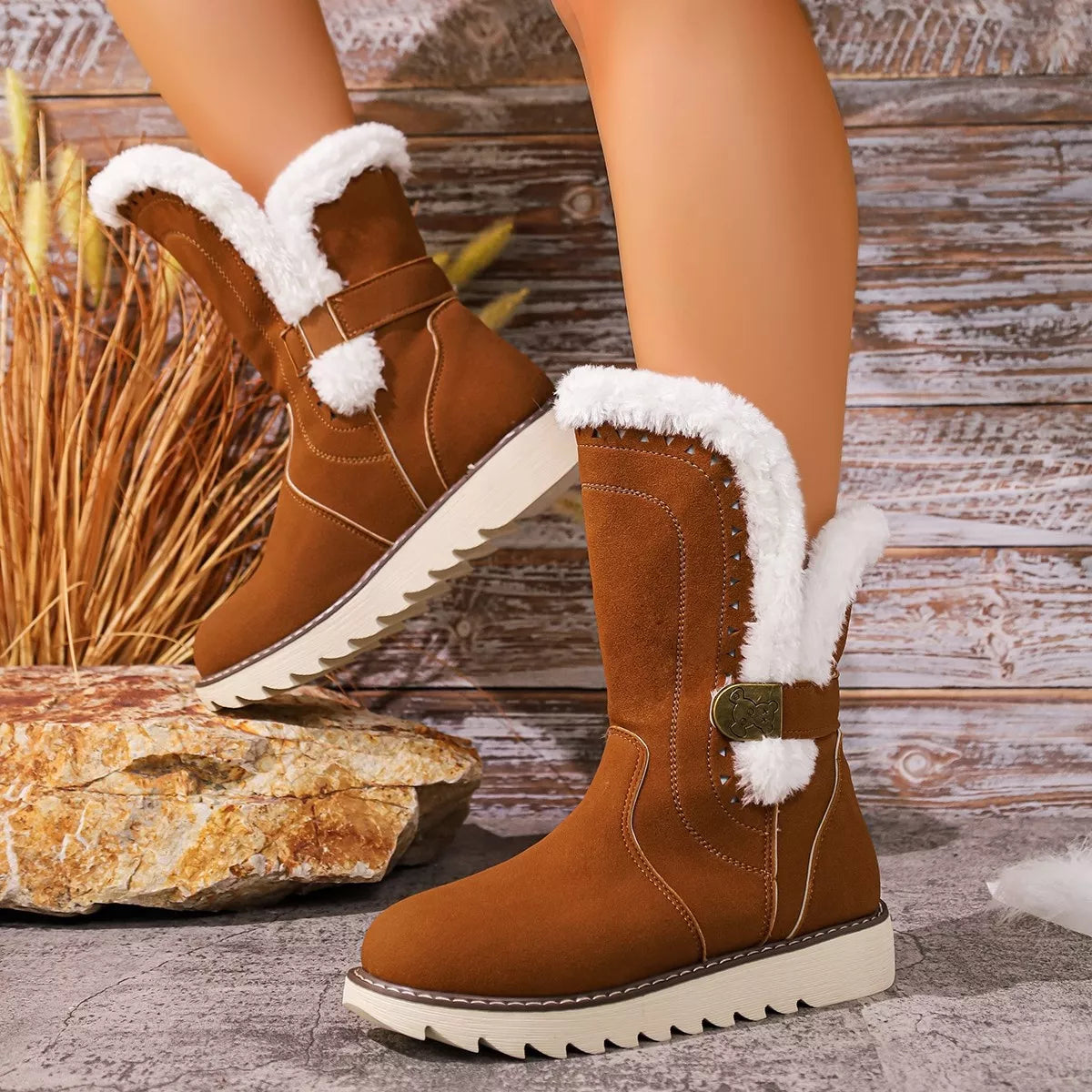 Round Toe Platform Boots - Lilixa.store